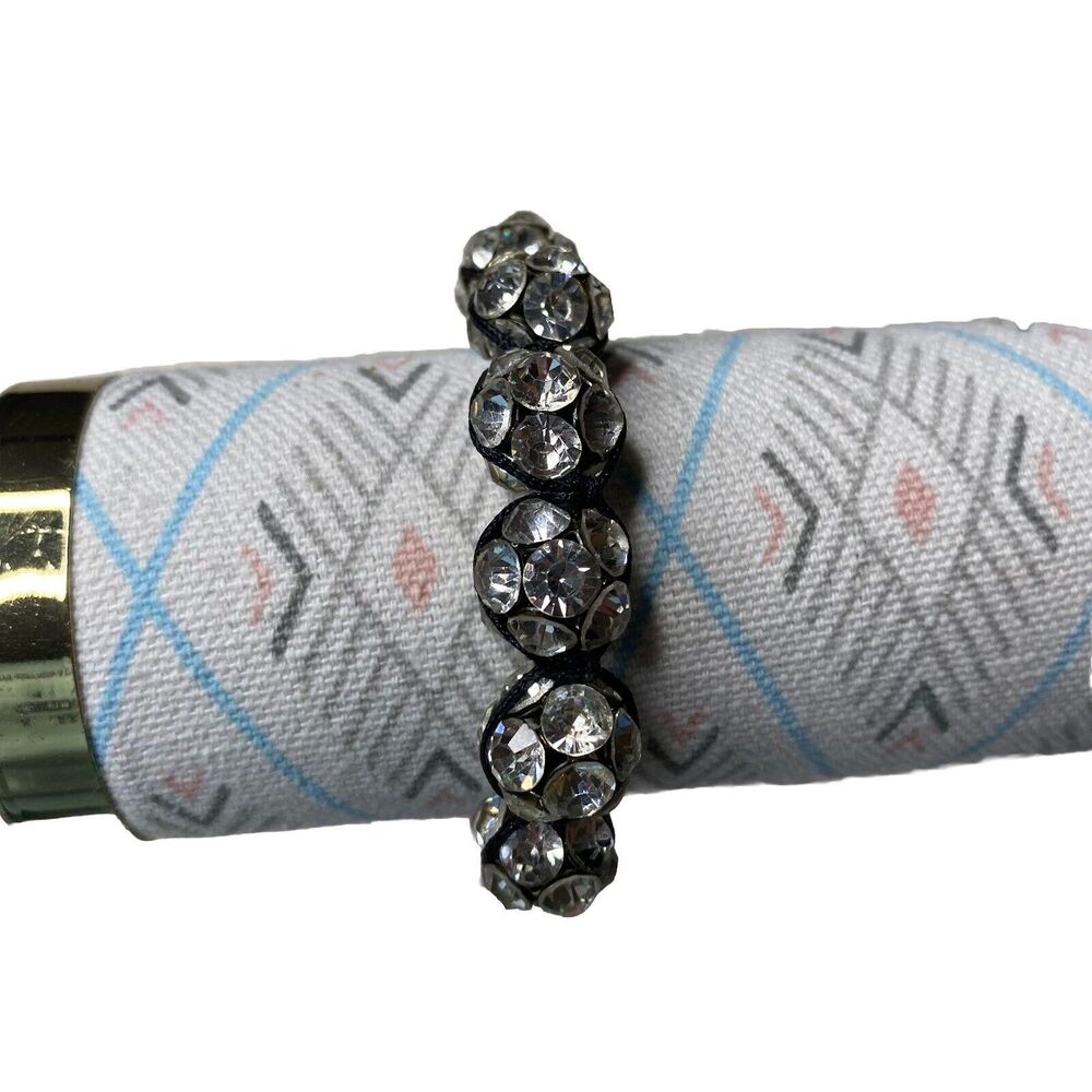 Unbranded Pave Crystal Rhinestone Pearl Braided Tie Bracelet